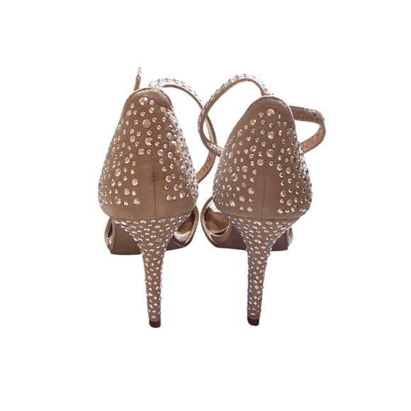 Sparkling Party High Heels Sz 8.5M Strappy Ankle Open Toe Rhinestone - Picture 5 of 8